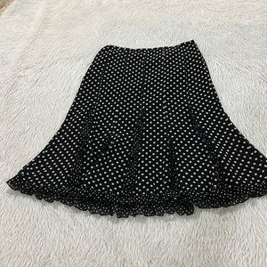 Loft women’s black polk a dot sheer ruffle skirt size 4